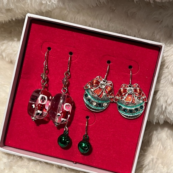 Set of 3 Christmas Earrings – Santa, Ornaments & Jingle Bells - Picture 3 of 6